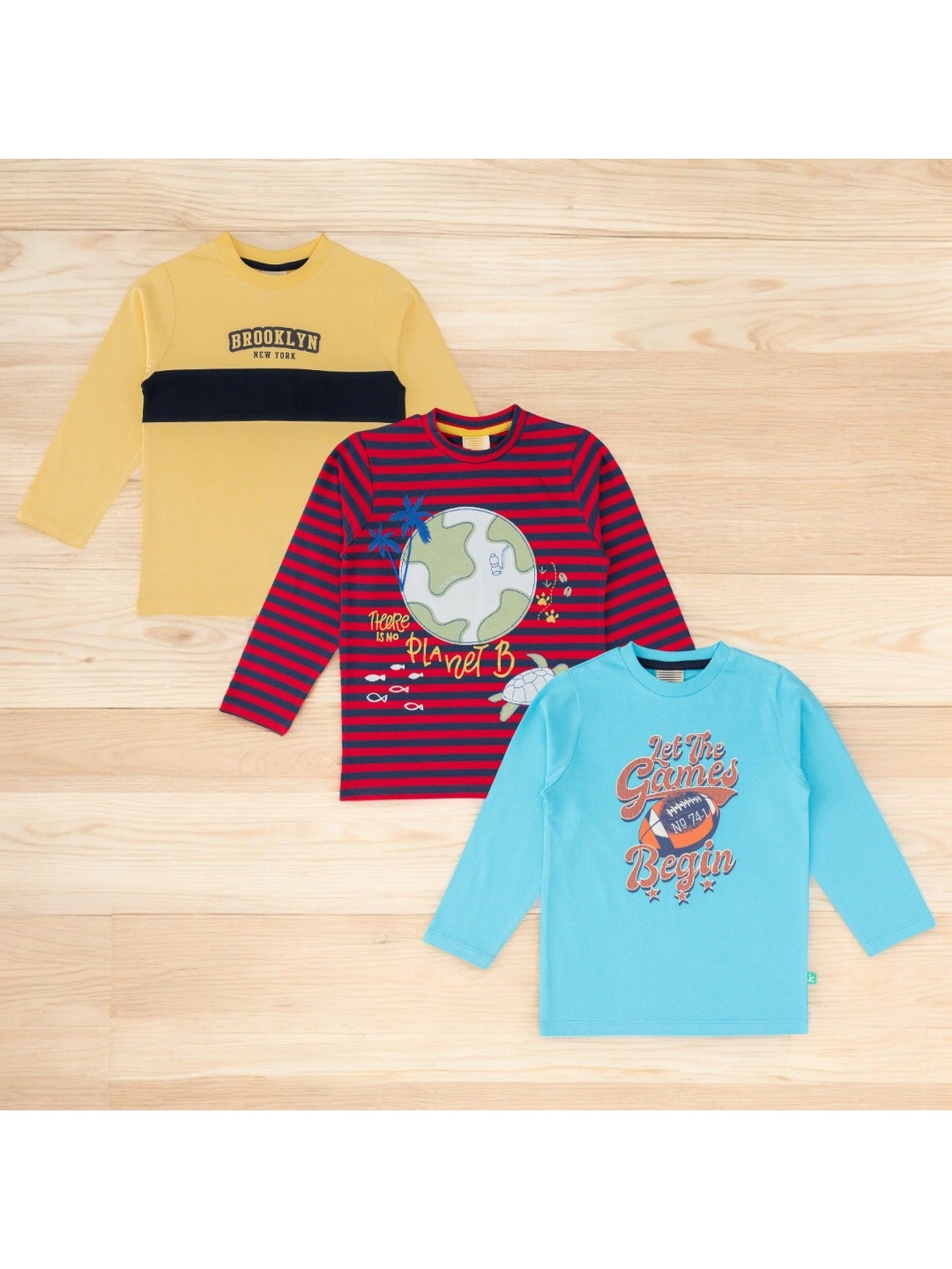 

BAESD Boys 3 Striped Applique T-shirt, Multi