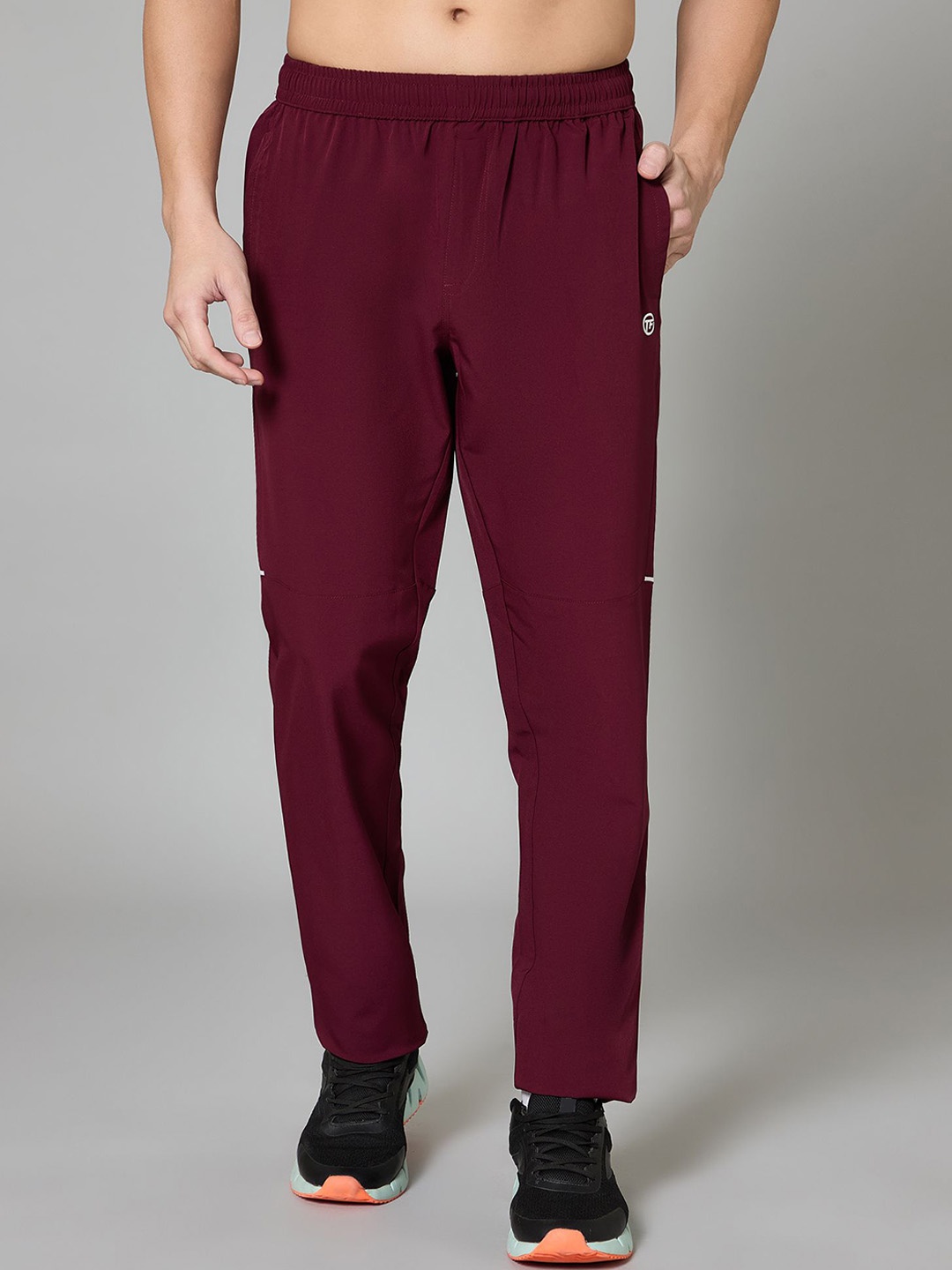 

TURNFIT Men Running Track Pants With Zipper Pocket, Maroon