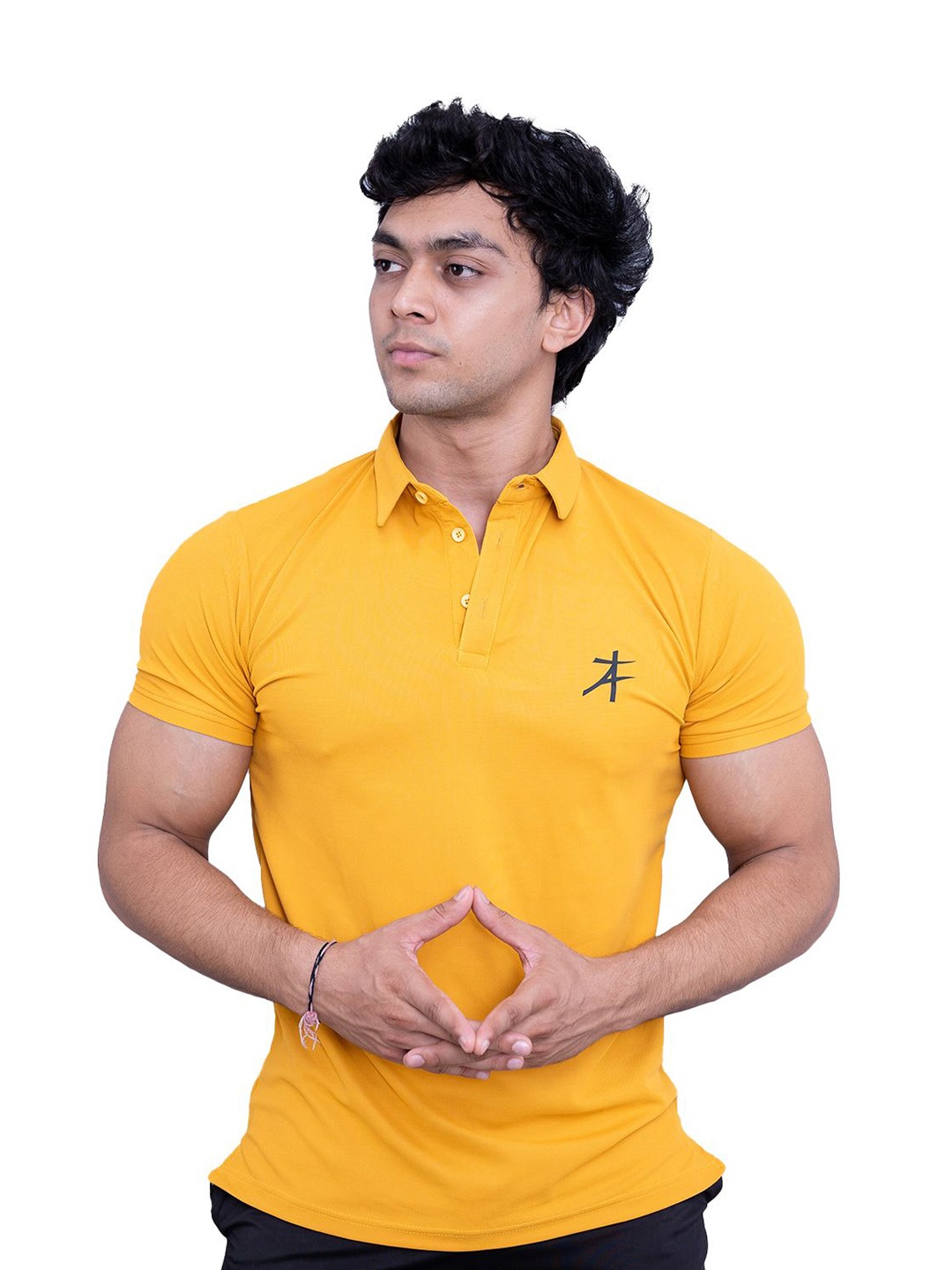 

Athflex Men Breathable Pique Polo Gym & Casual T-shirt, Yellow