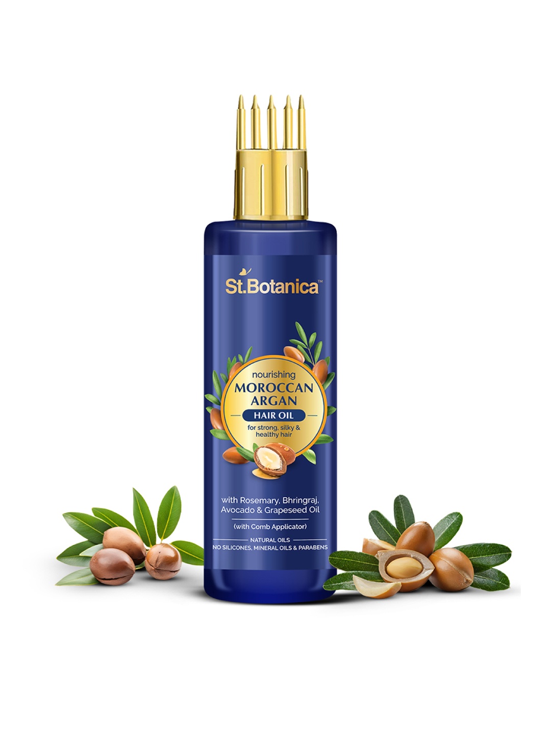 

St.Botanica Moroccan Argan Hair Oil With Comb Applicator 150 ml, Blue
