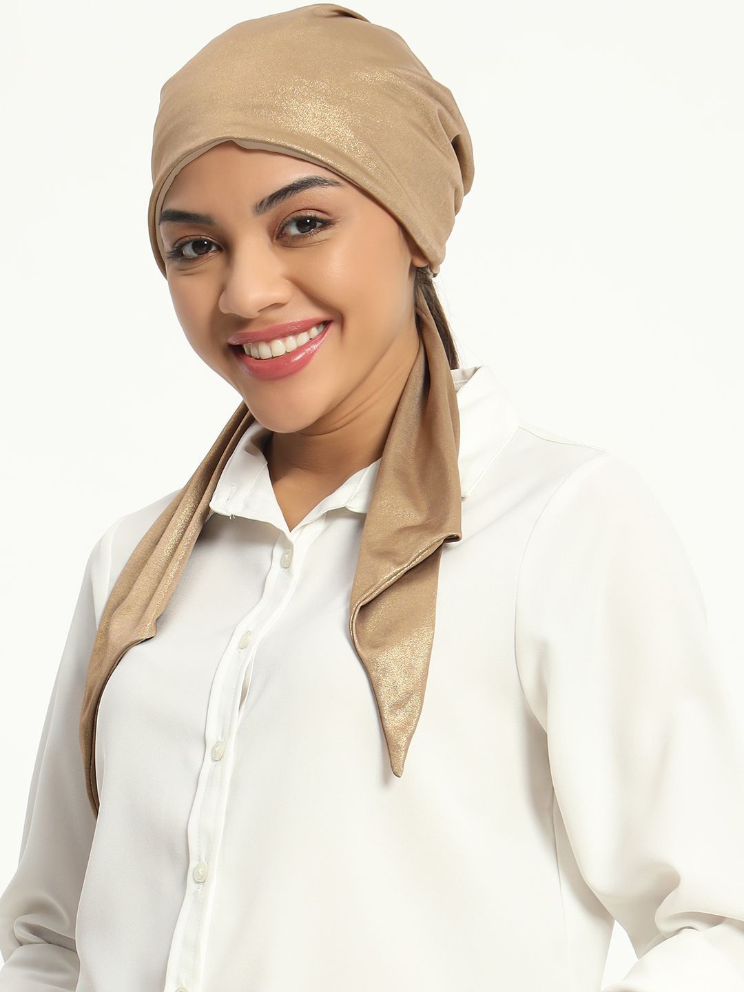 

Beau Design Women Bandana Scarf, Beige