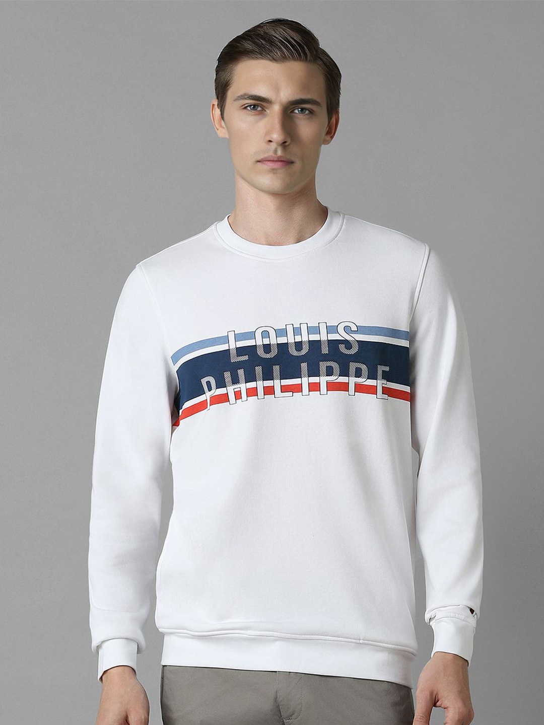 

Louis Philippe Sport Men Brand Logo Printed Knitted Sweatshirt, White