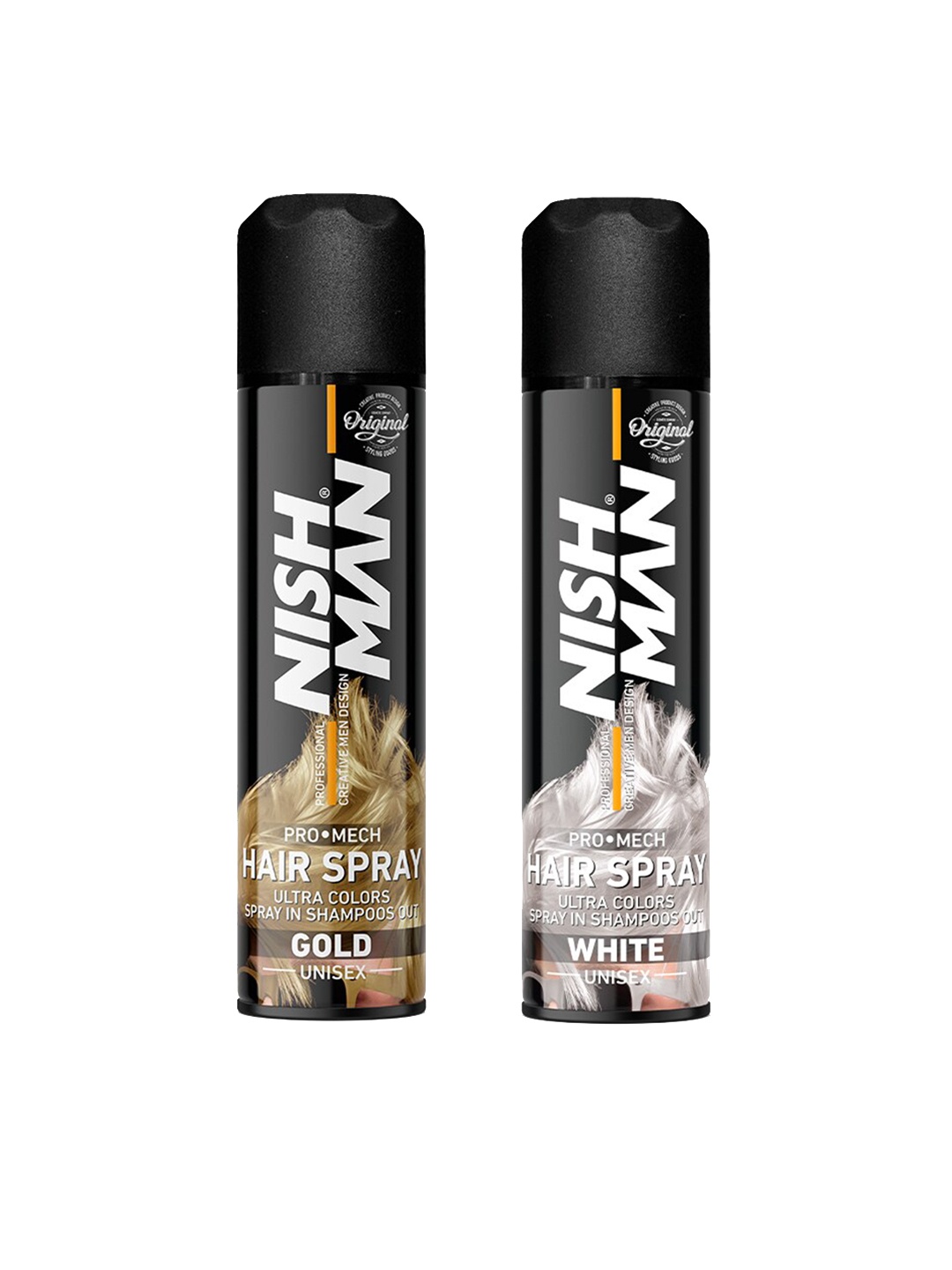 

Nishman Set of 2 Pro Mech Hair Color Spray 150 ml each - Gold & White
