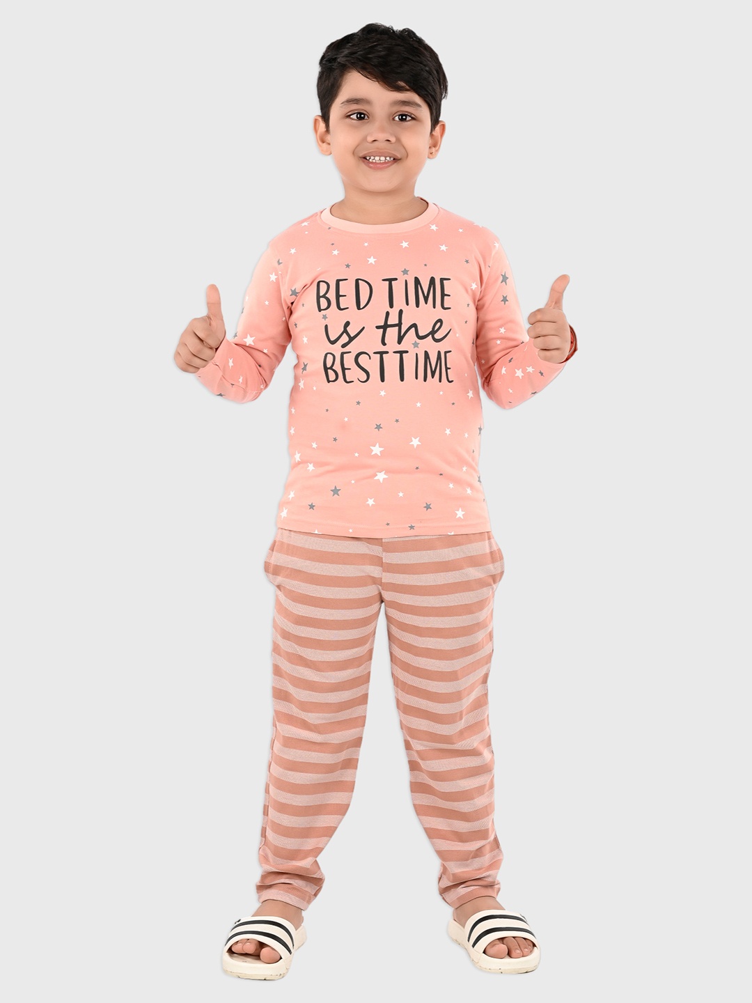 

Here&Now X Denikid Boys Printed Pure Cotton T-shirt with Pyjamas, Pink