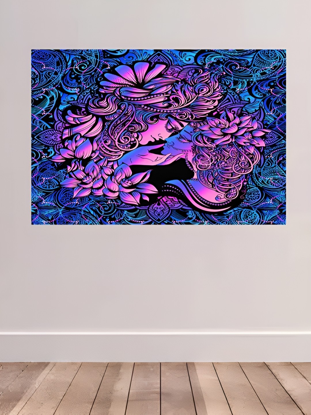 

CLAWCRAFTS Purple and Blue Wooden Religious Wall Painting