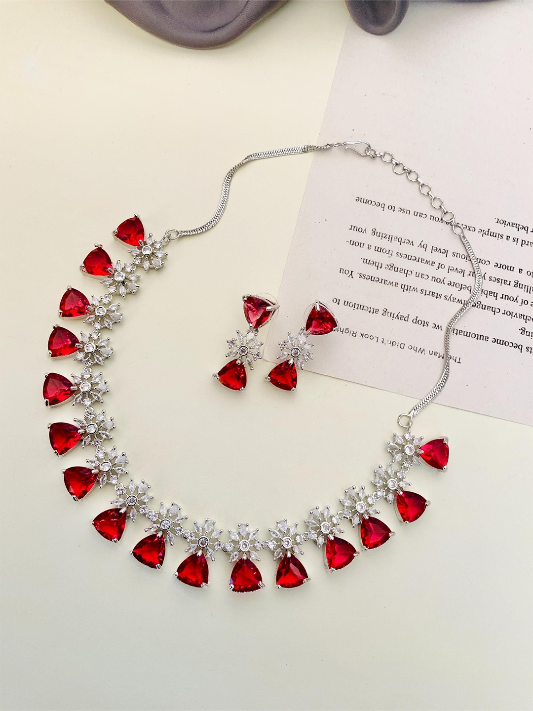 

ABDESIGNS Sophisticated Silver-Plated AD Stone Studded Jewellery Set