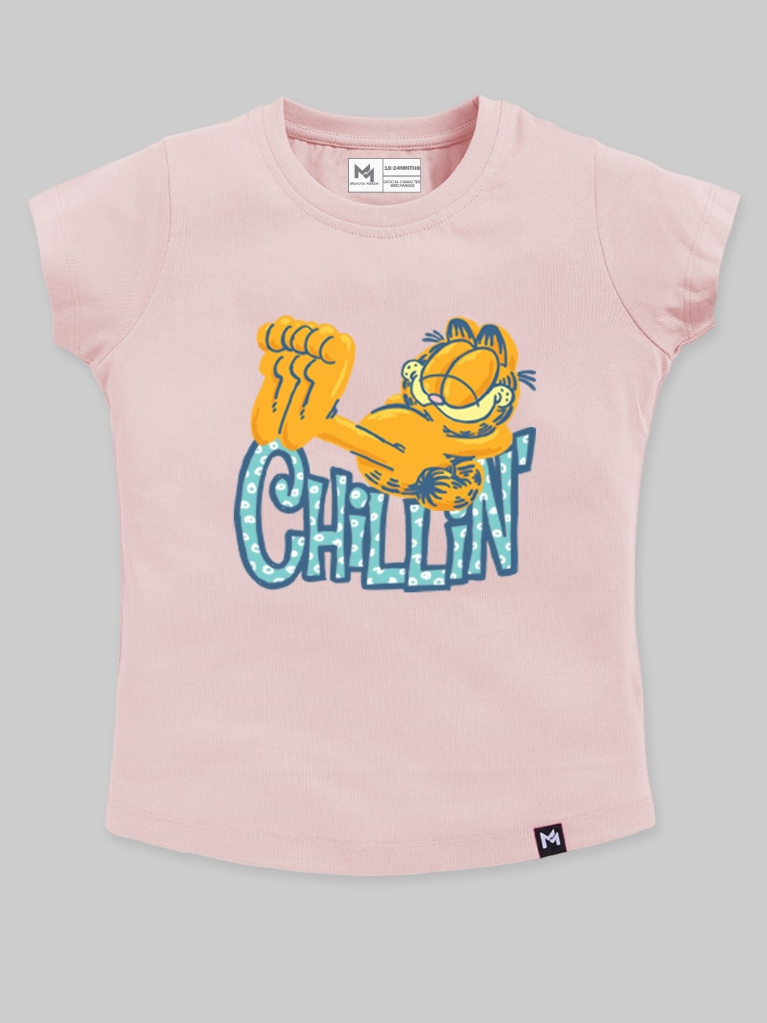 

YK X Minute Mirth Girls Garfield Printed Pure Cotton T-shirt, Peach