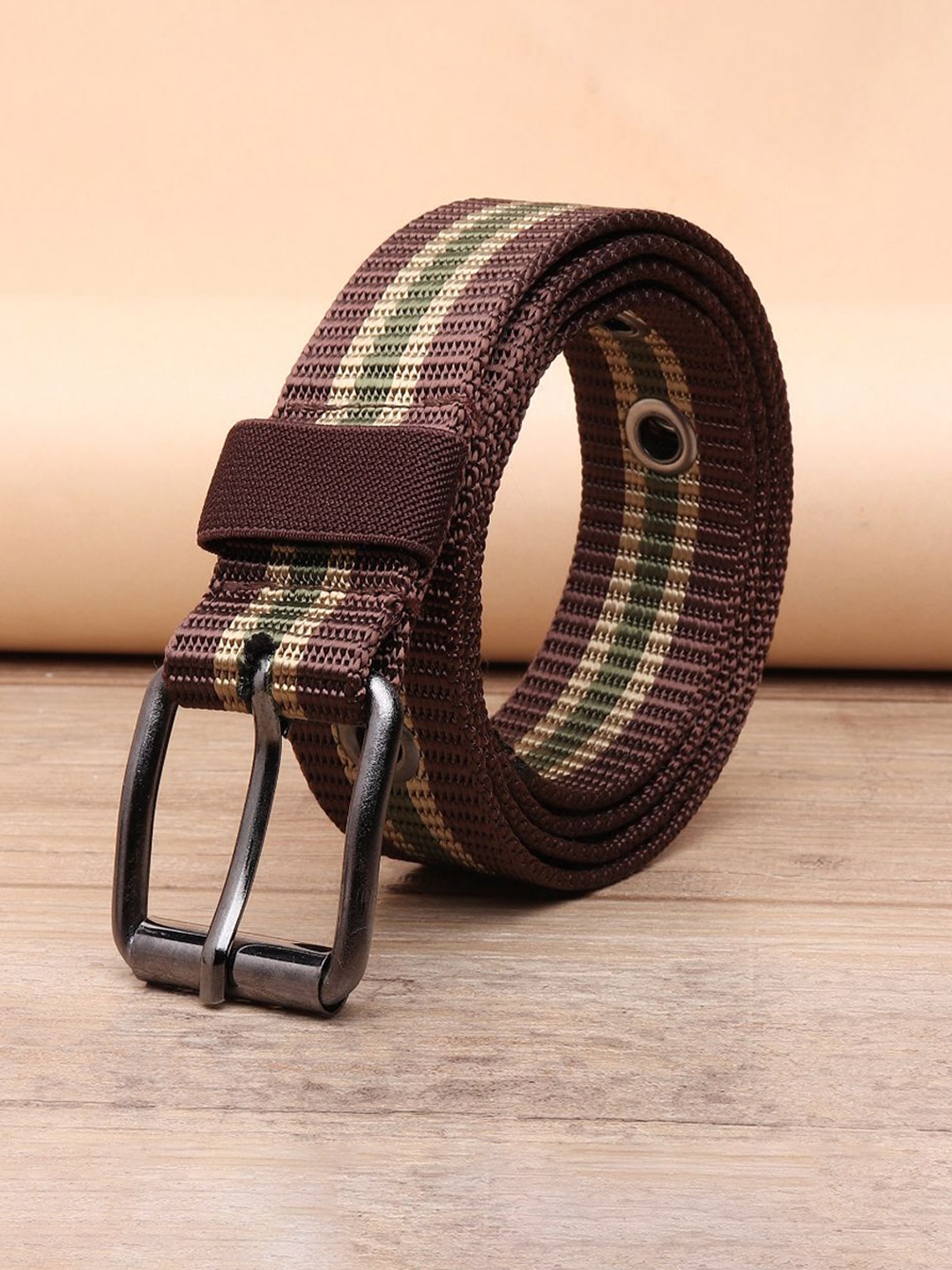 

WINSOME DEAL Men Tang Closure Textured Casual Belt, Brown