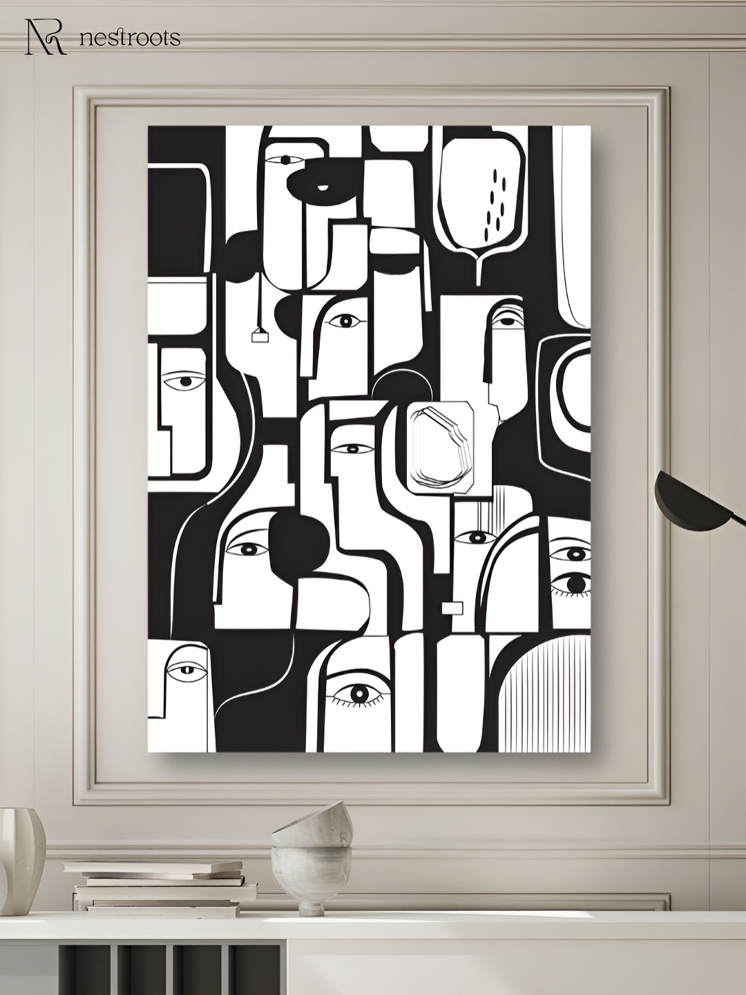 

nestroots White & Black Canvas Wall Art