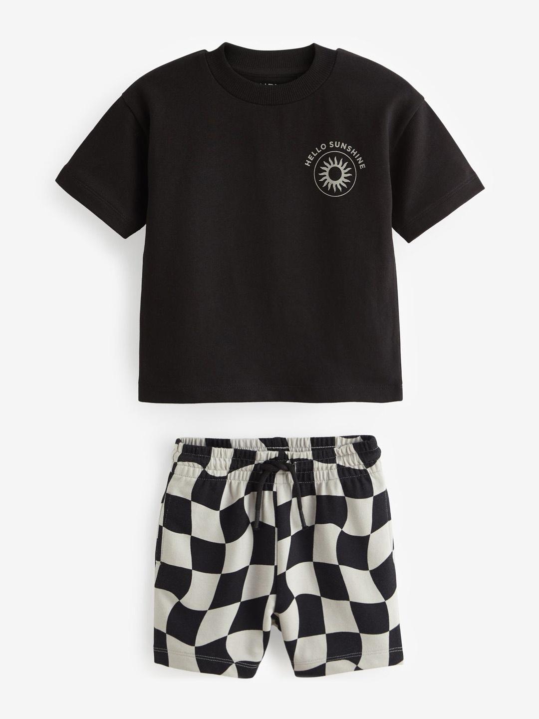

NEXT Boys Pure Cotton T-shirt with Shorts, Black