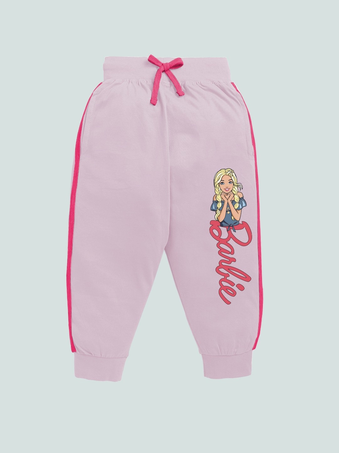 

YK X Minute Mirth Girls Graphic Printed Pure Cotton Joggers, Pink