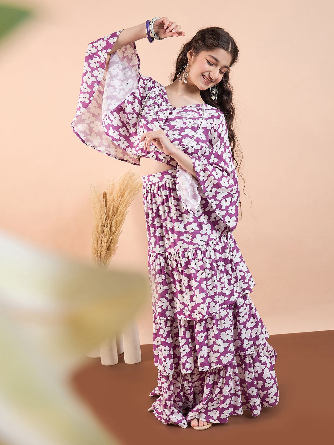 

Stylo Bug Girls Printed Ready to Wear Lehenga Choli, Purple