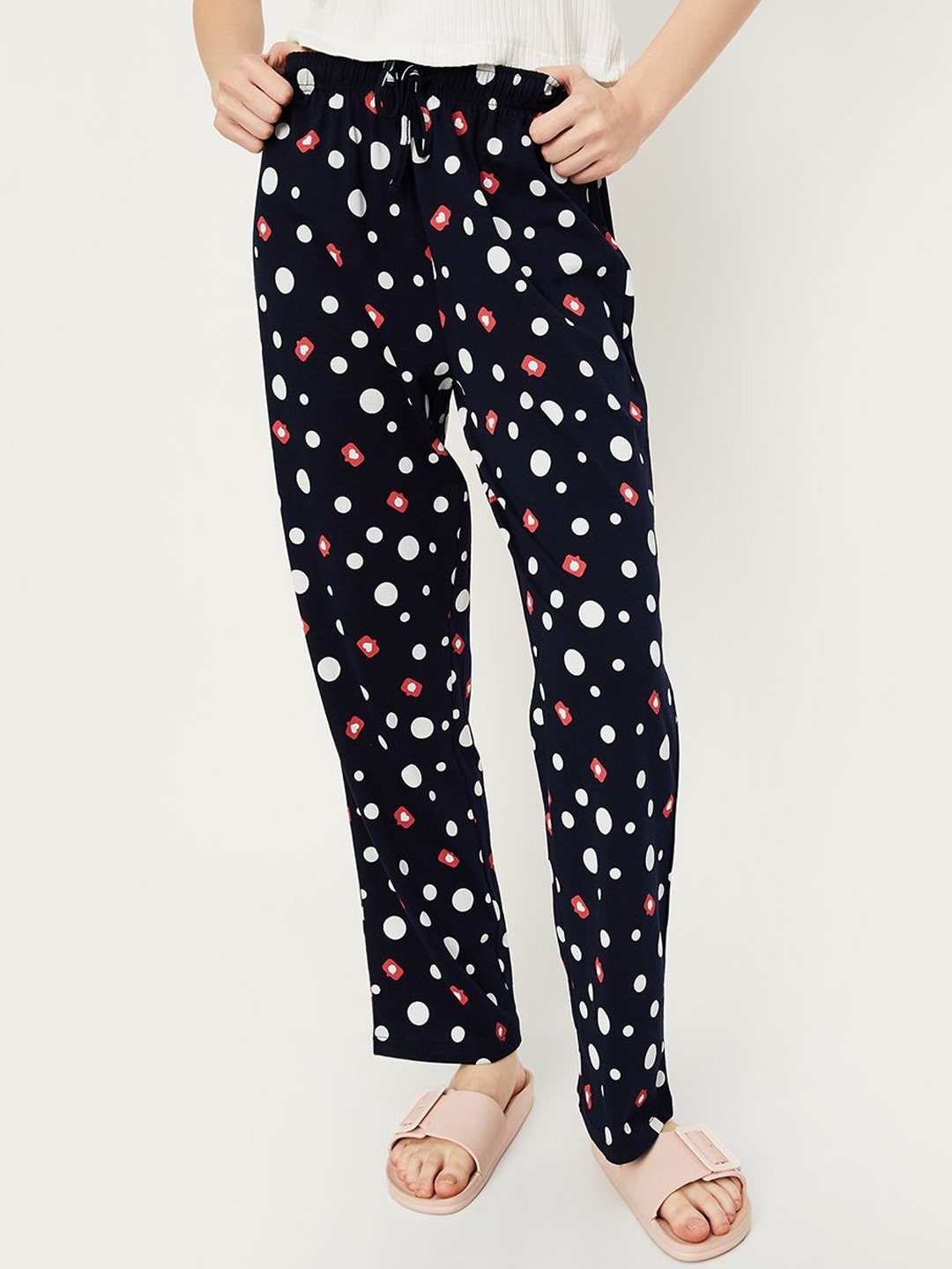 

max Women Printed Straight Cotton Lounge Pant, Blue