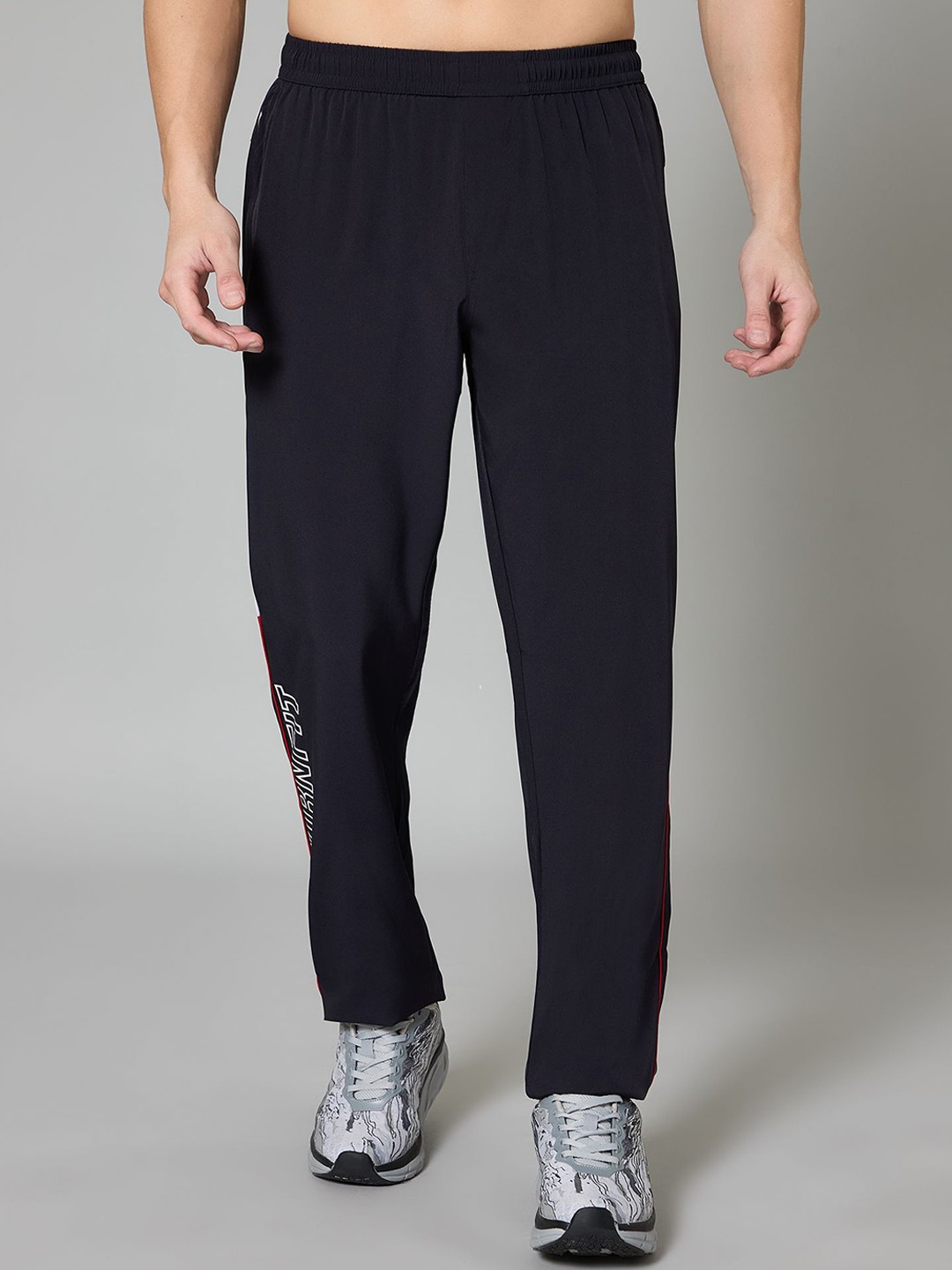 

TURNFIT Men Typography Printed Lightweight Running Track Pants, Navy blue