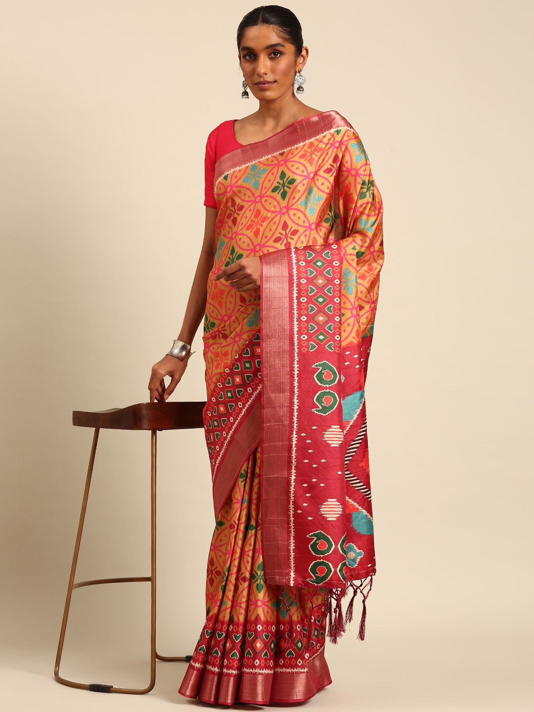 

Ishin Ethnic Motifs Zari Saree, Mustard