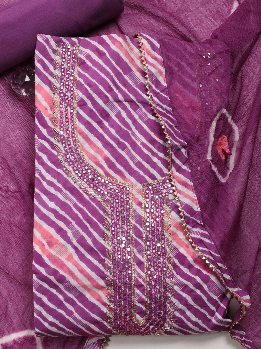 

Meena Bazaar Printed Unstitched Dress Material, Purple