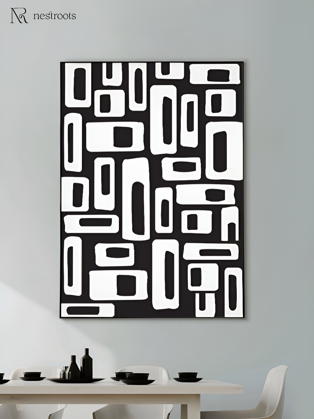 

nestroots White & Black Canvas Painting Wall Art