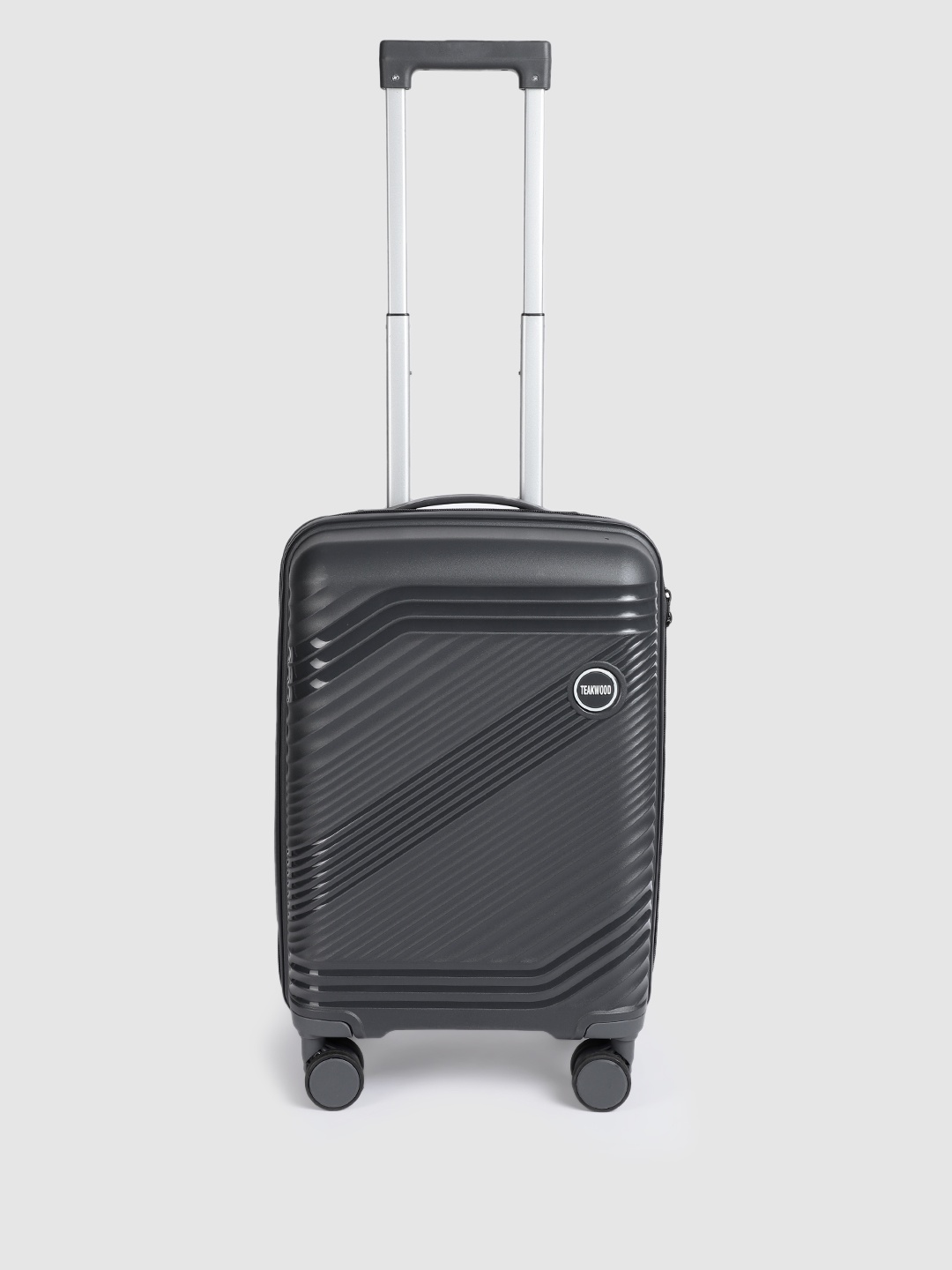 

Teakwood Leathers STRIPES Textured Hard Sided Cabin Size Trolley Bag 38 L, Grey