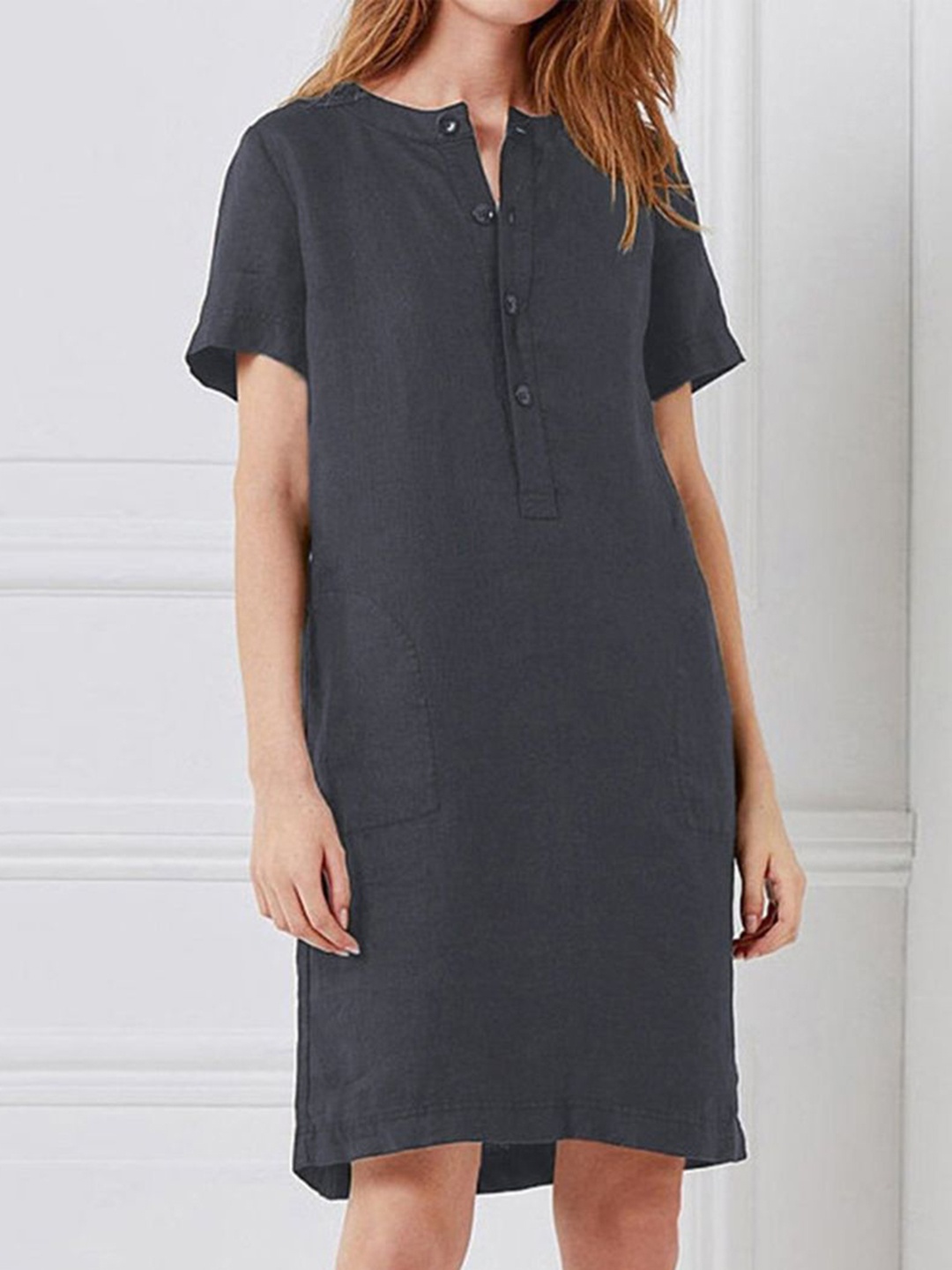 

StyleCast Round Neck Short Sleeves A-Line Dress, Red