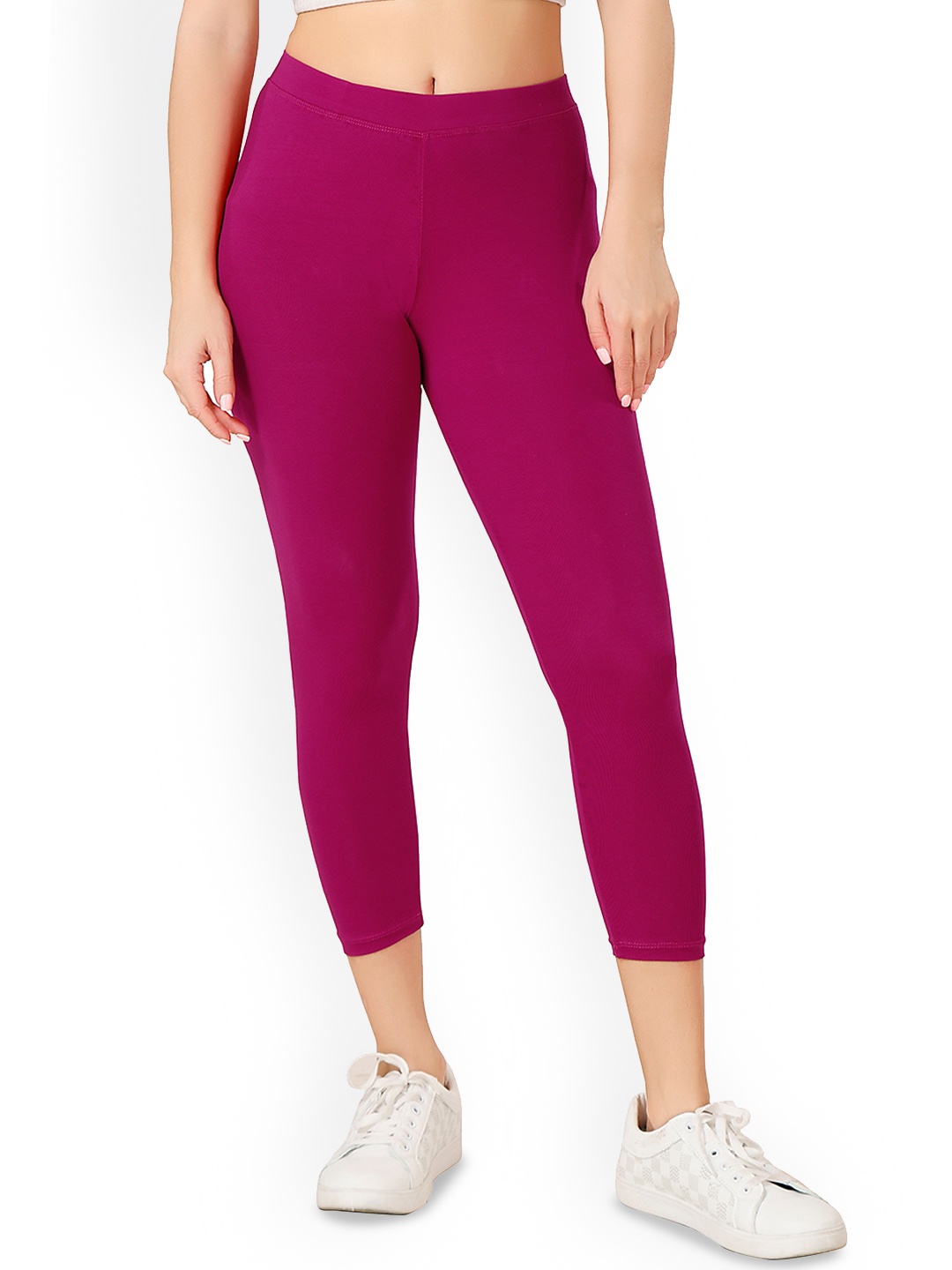 

TRASA Skinny Fit Cropped Length Leggings, Magenta