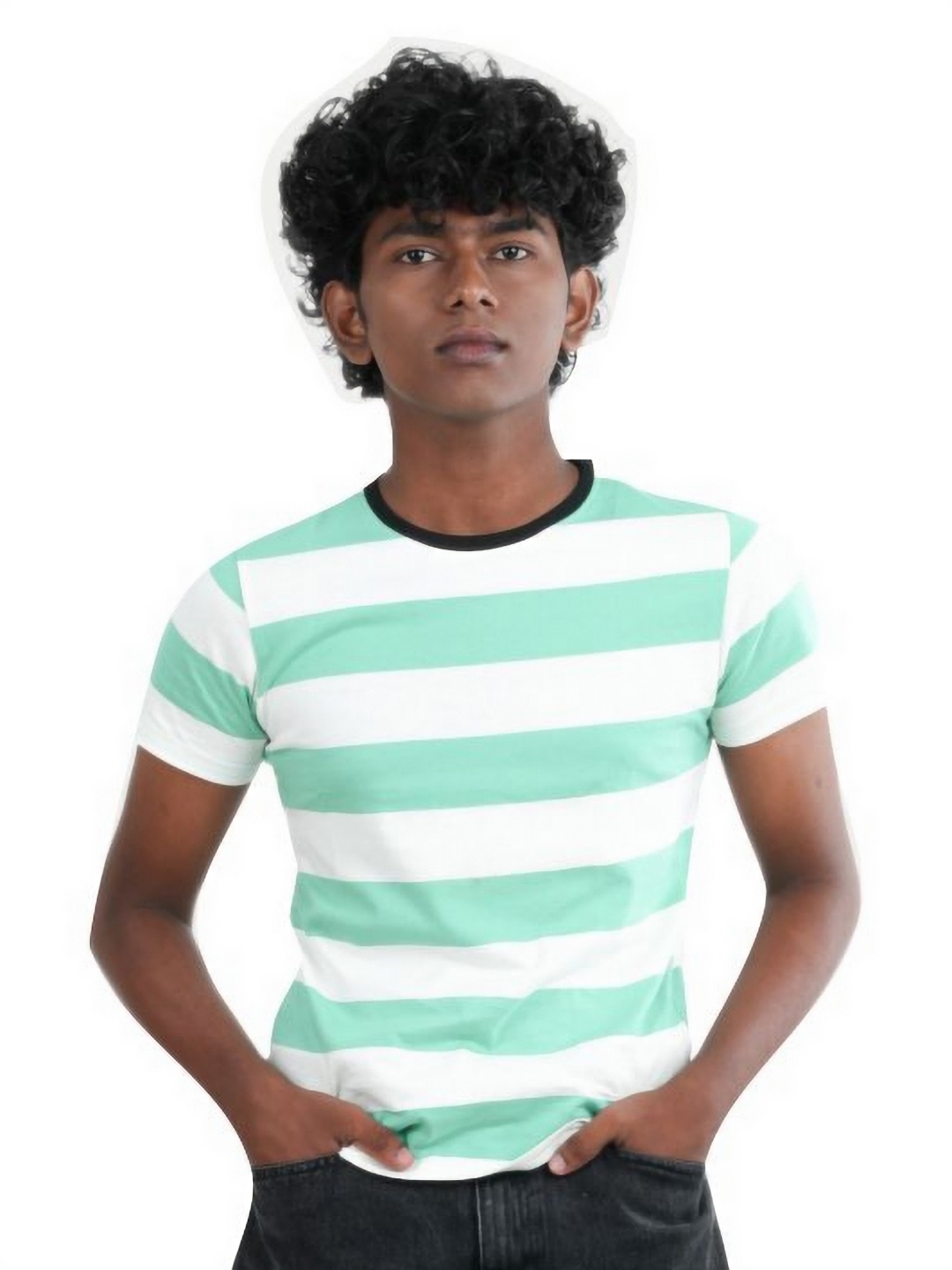 

BAESD Boys Striped Round Neck Cotton T-shirt, Green