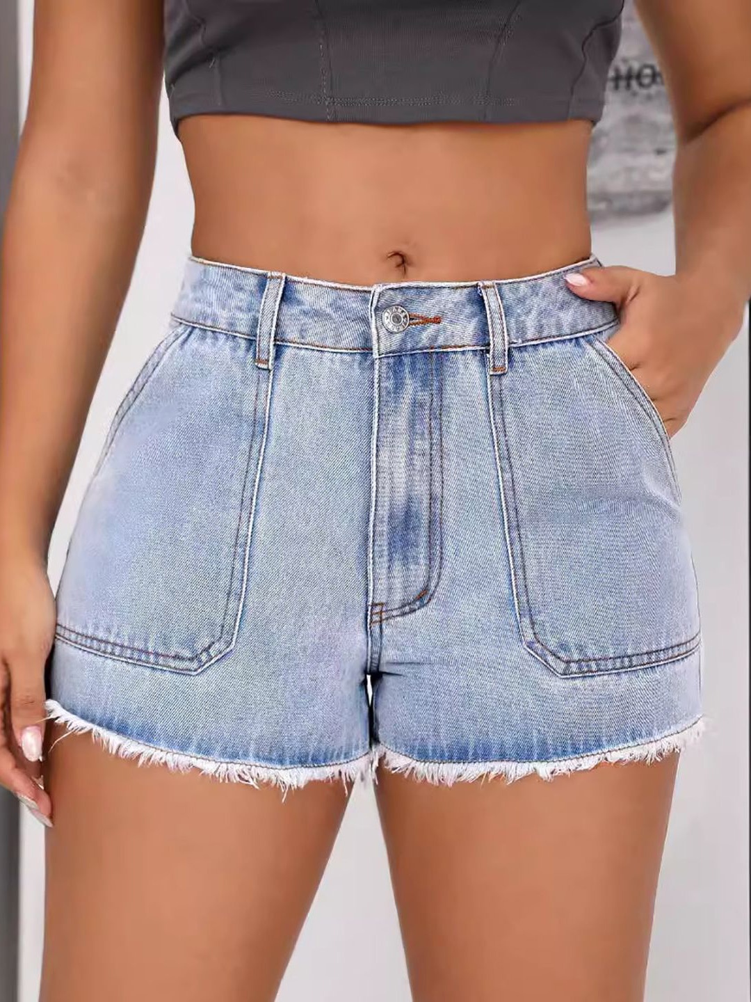 

StyleCast x Revolte Women High Rise Denim Shorts, Blue