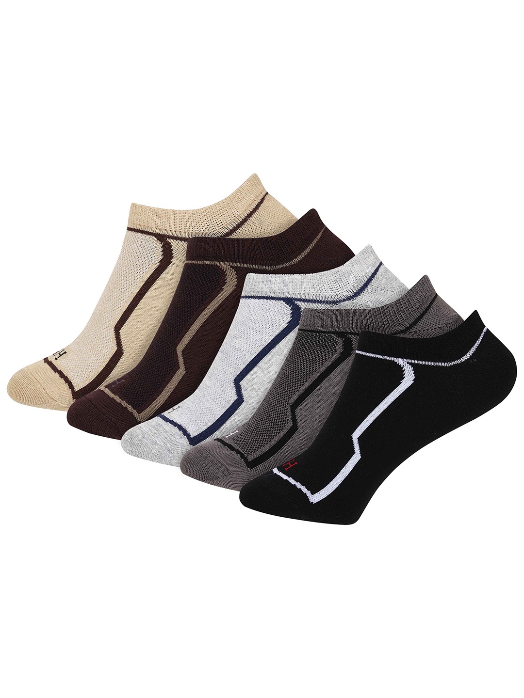 

Mast & Harbour Pack Of 5 Patterned Ankle-Length Socks, Beige