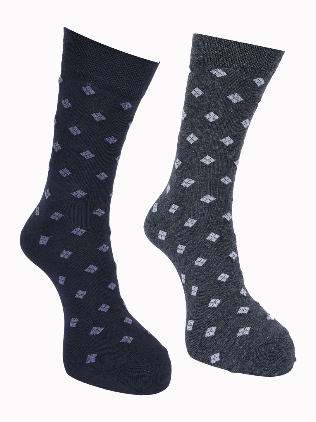 

Force NXT Men Pack Of 2 Patterned Cotton Crew-Length Socks, Navy blue