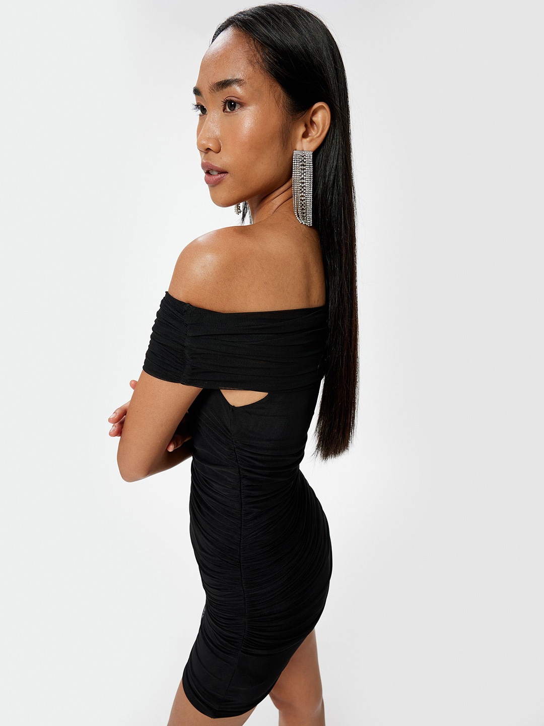 

Koton Off-Shoulder Bodycon Mini Dress, Black