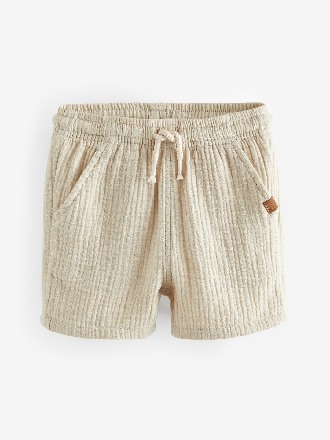 

NEXT Infant Boys Textured Pure Cotton Shorts, Beige