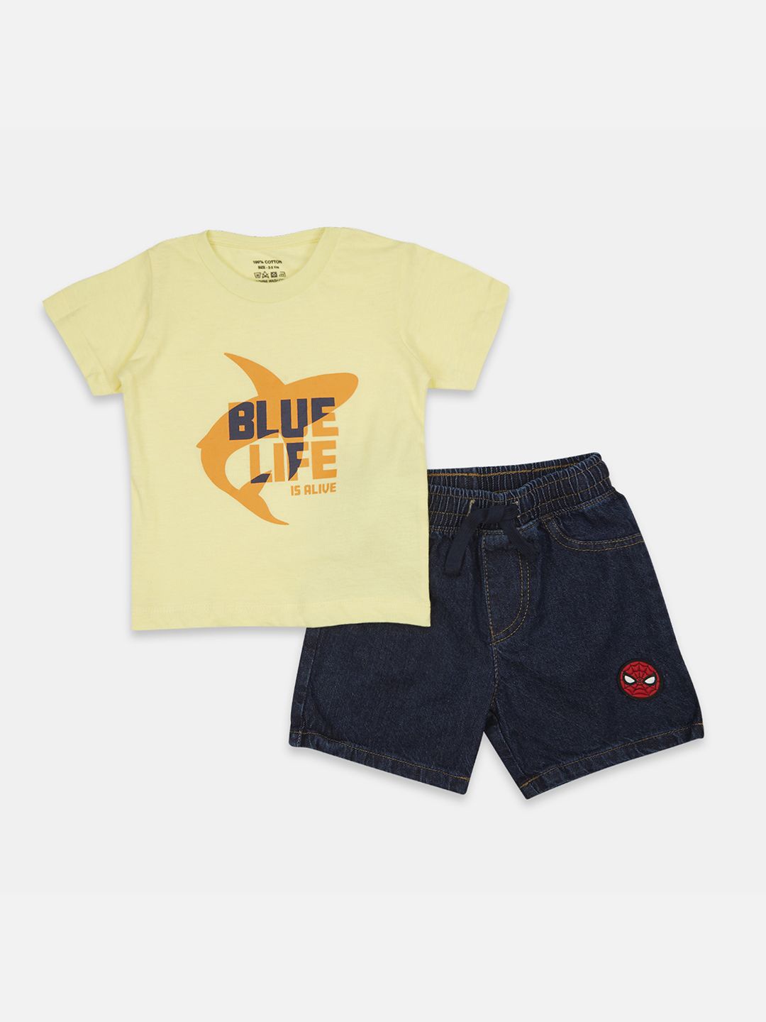 

YK Boys Clothing Set With Cotton T-shirt And Denim Shorts, Yellow
