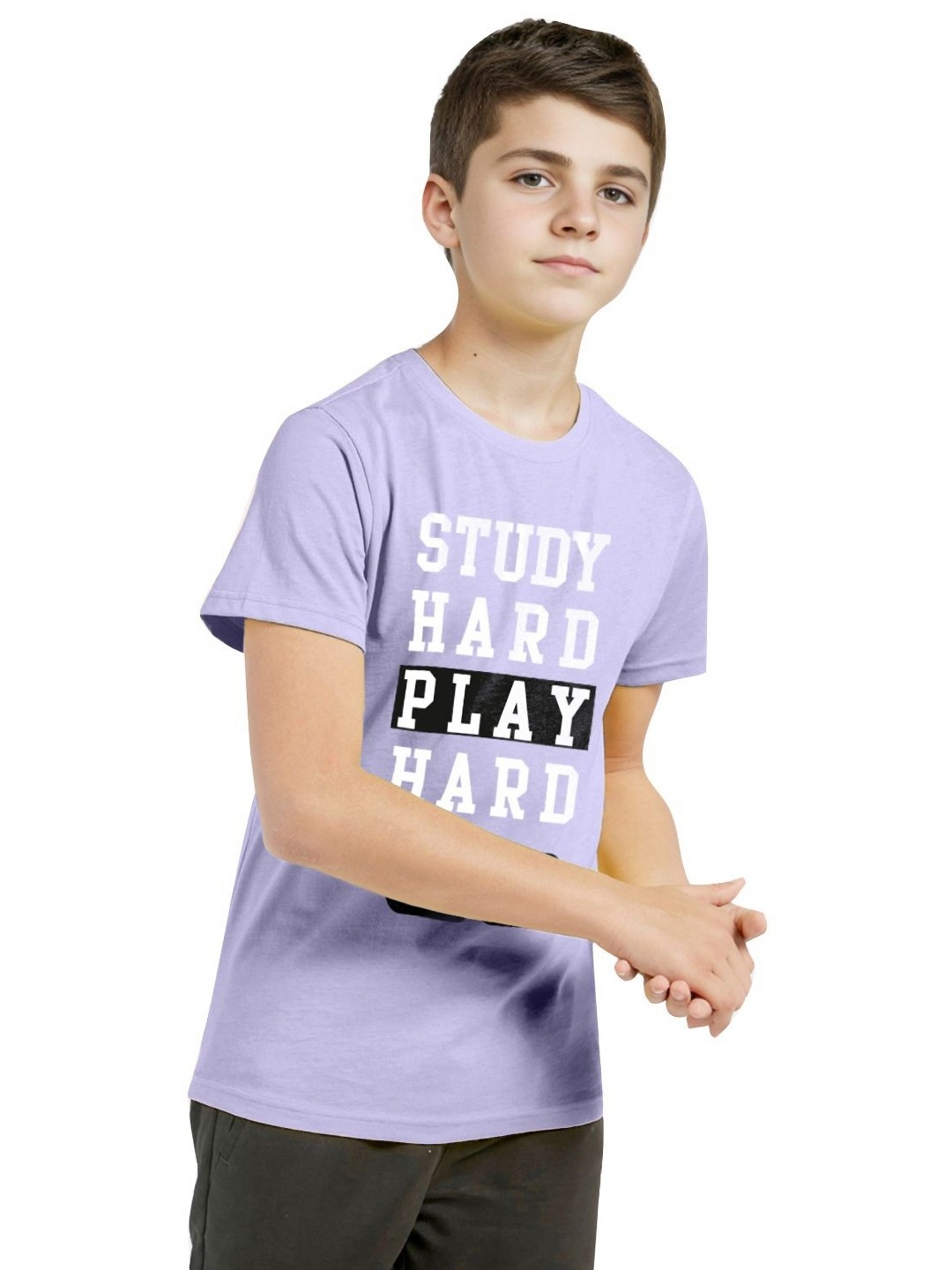 

BAESD Boys Solid Round Neck Cotton T-shirt, Purple