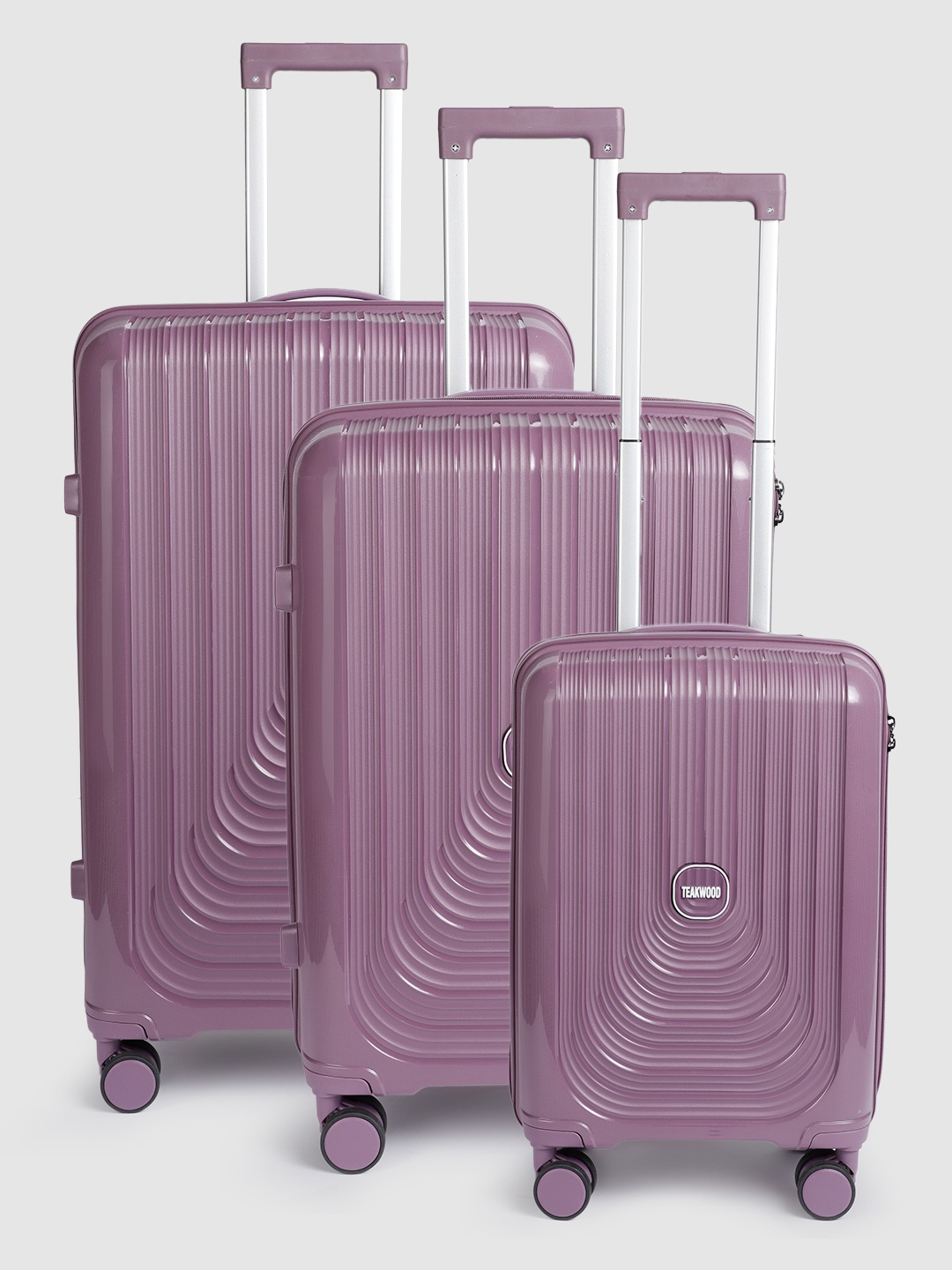 

Teakwood Leathers UBOLT Set of 3 Textured Hard Sided Trolley Bag 191 L, Purple