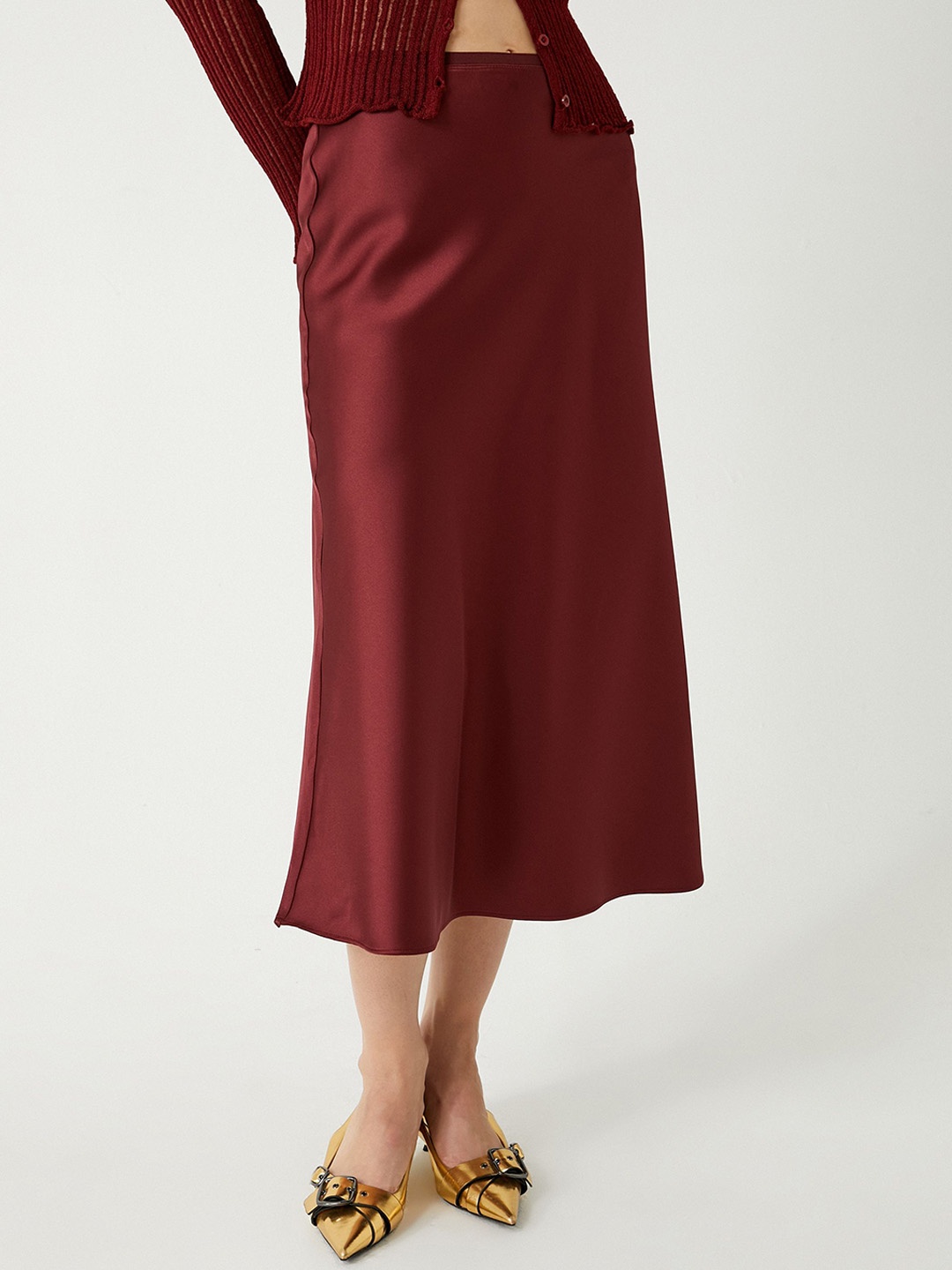 

Koton Straight A-Line Midi Skirts, Maroon