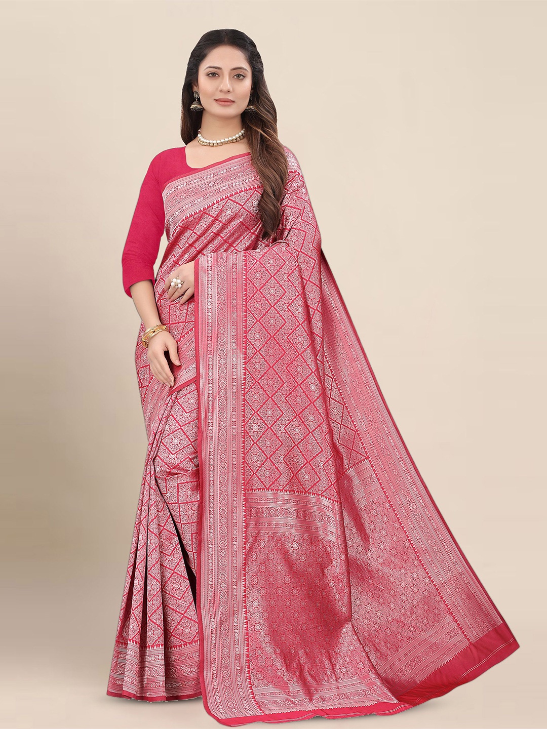 

Aldwych Woven Design Zari Banarasi Saree, Pink