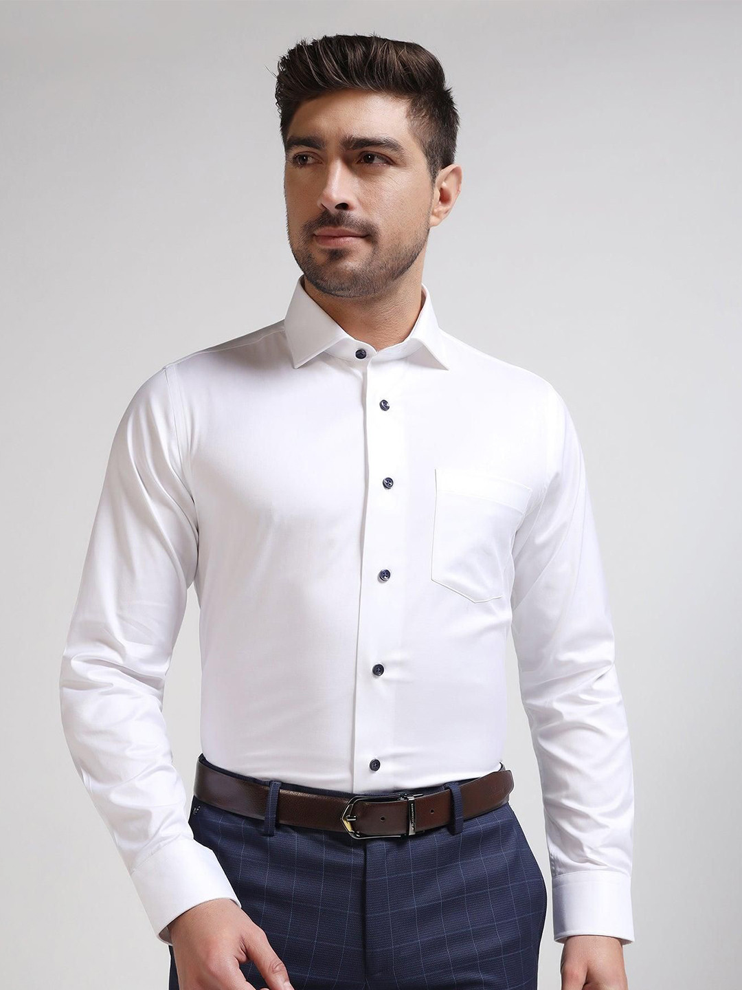 

AIA.FAB Men Classic Slim Fit Spread Collar Formal Shirt, White