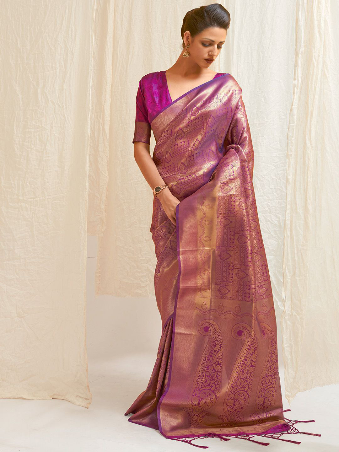 

Ishin Woven Design Banarasi Zari Saree, Purple