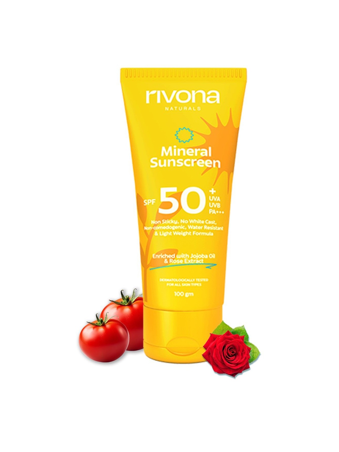 

Rivona Naturals Mineral Sunscreen With SPF 50 PA +++ -100g, White