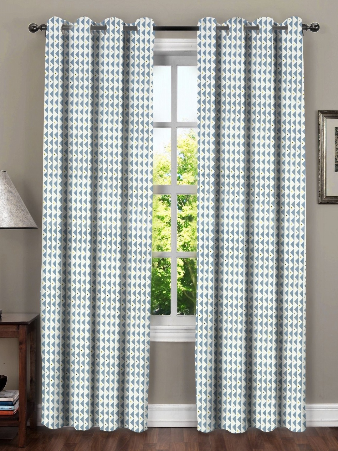 

RRC Grey & White Set of 2 Geometric Long Door Curtain