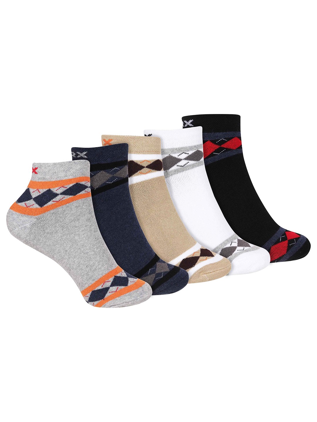 

HRX by Hrithik Roshan Pack Of 5 Patterned Ankle-Length Socks, Grey melange