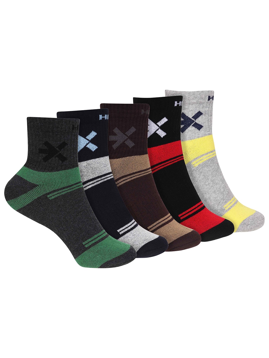 

HRX by Hrithik Roshan Pack Of 5 Printed Ankle-Length Socks, Grey