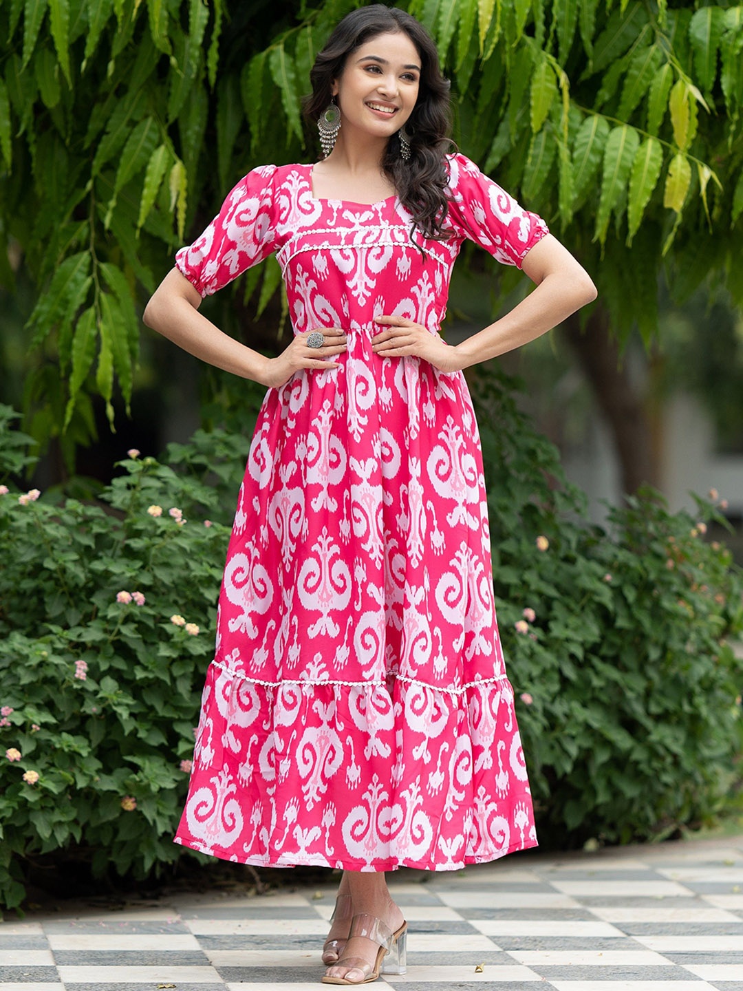 

ASPORA Printed Maxi Ethnic Dresses, Pink