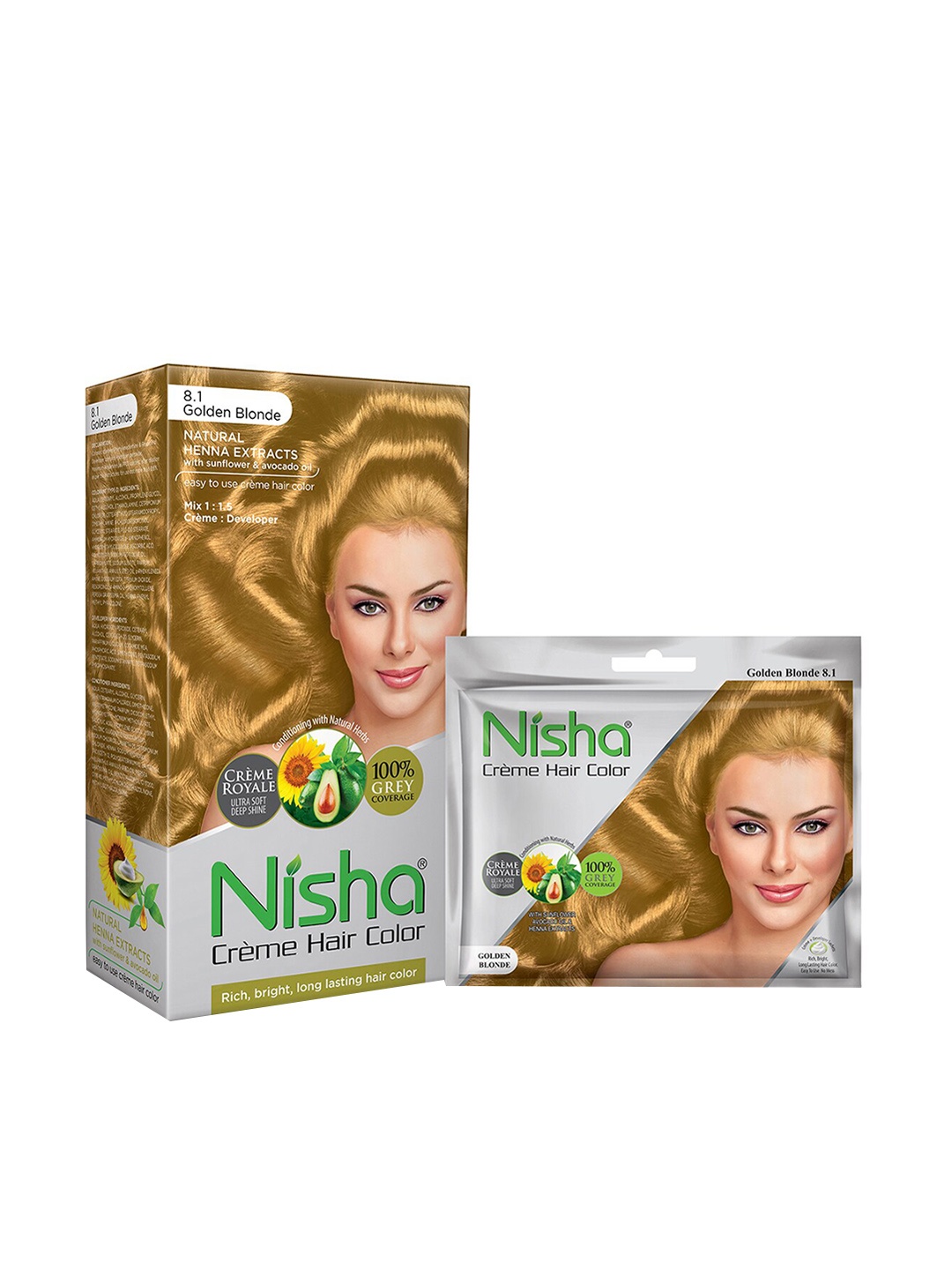 

Nisha Creme Hair Color - Golden Blonde 160 gm, Gold