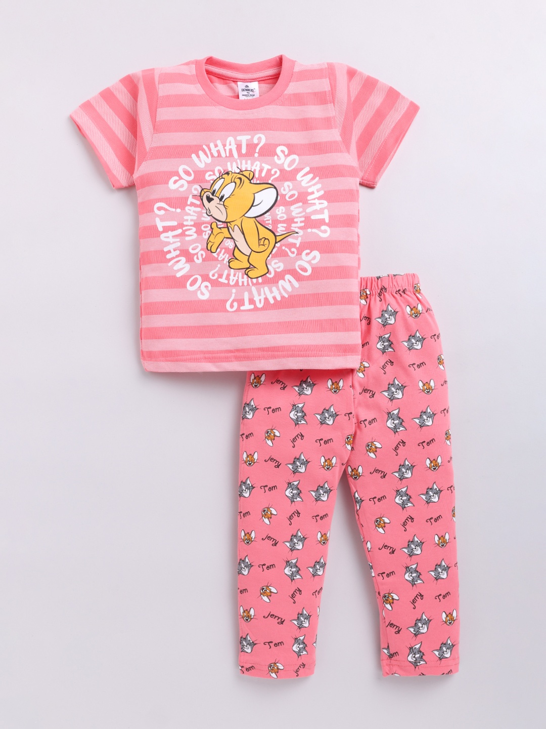 

Here&Now X Denikid Boys Cotton Tom & Jerry Printed T-shirt with Trouser, Pink