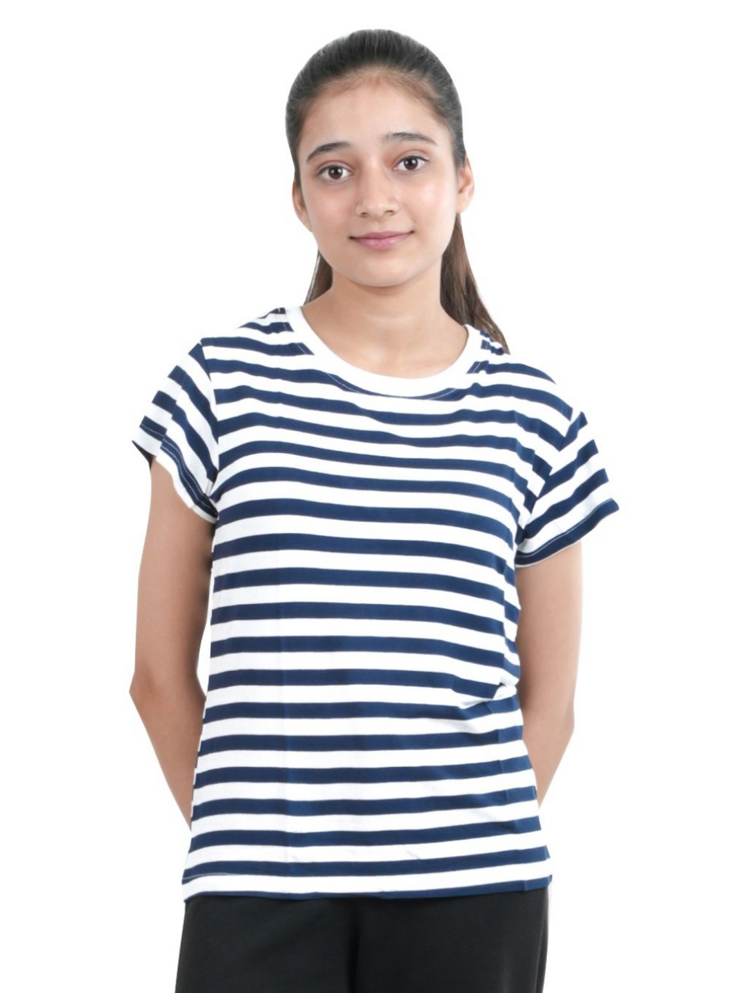 

BAESD Girls Solid Round Neck Cotton T-shirt, Blue