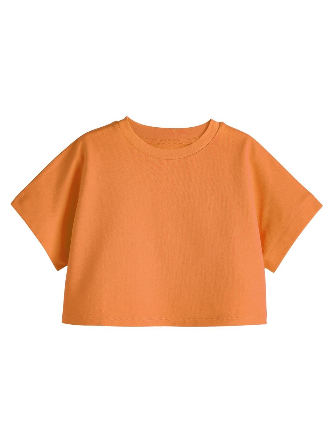 

NEXT Girls Extended Sleeves Pure Cotton Boxy Fit T-shirt, Orange