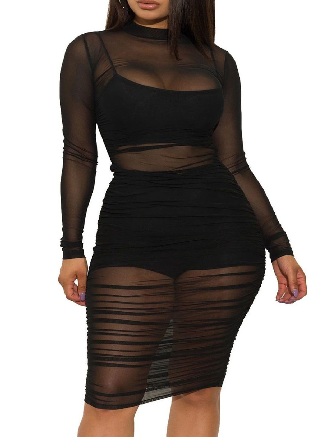 

StyleCast Georgette Bodycon Mini Dress, Black