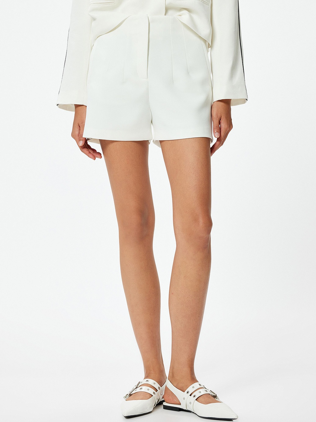 

Koton Women High-Rise Shorts, Off white