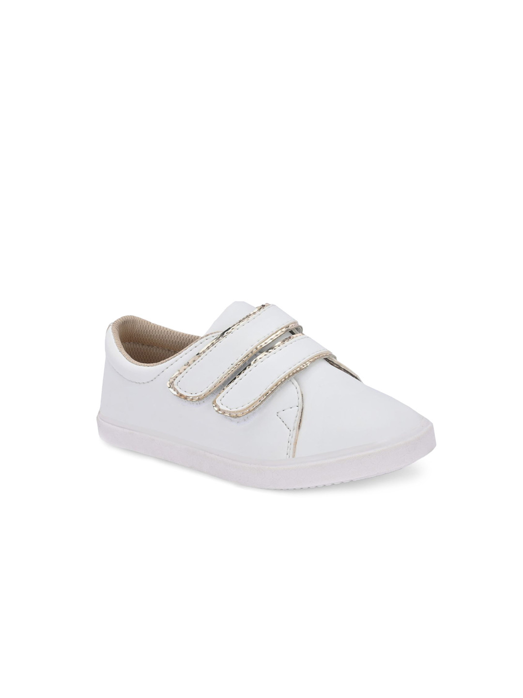 

TUSKEY Girls PU Double Velcro Closure Sneakers, White