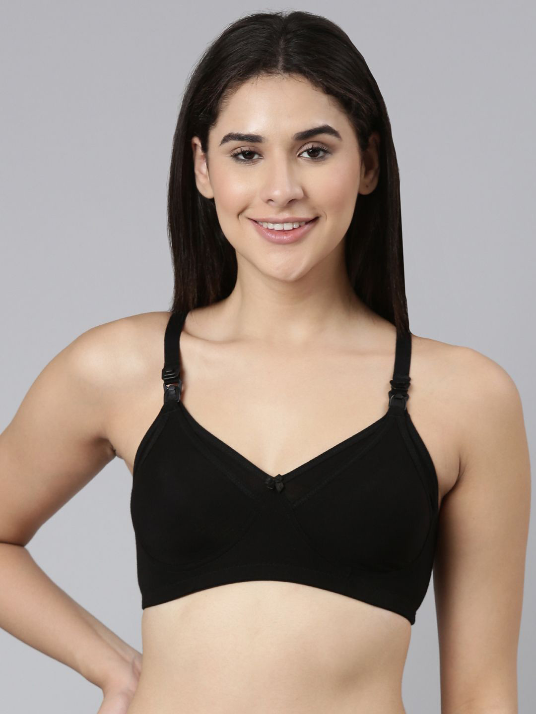 

THE MAMA KLUB Full Coverage Non Padded Bra, Black